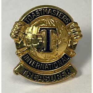 TOASTMASTERS International TREASURER Blue Goldtone Lapel PIN Pinback EUC